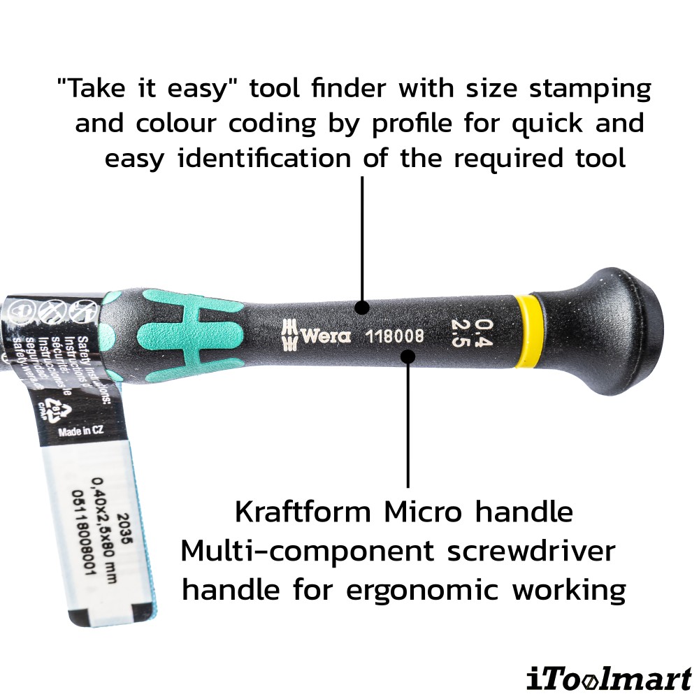 ไขควงปากแบน Wera Screwdriver 2035 05118008001 ขนาด 0 40 x 2 5 x 80  mm