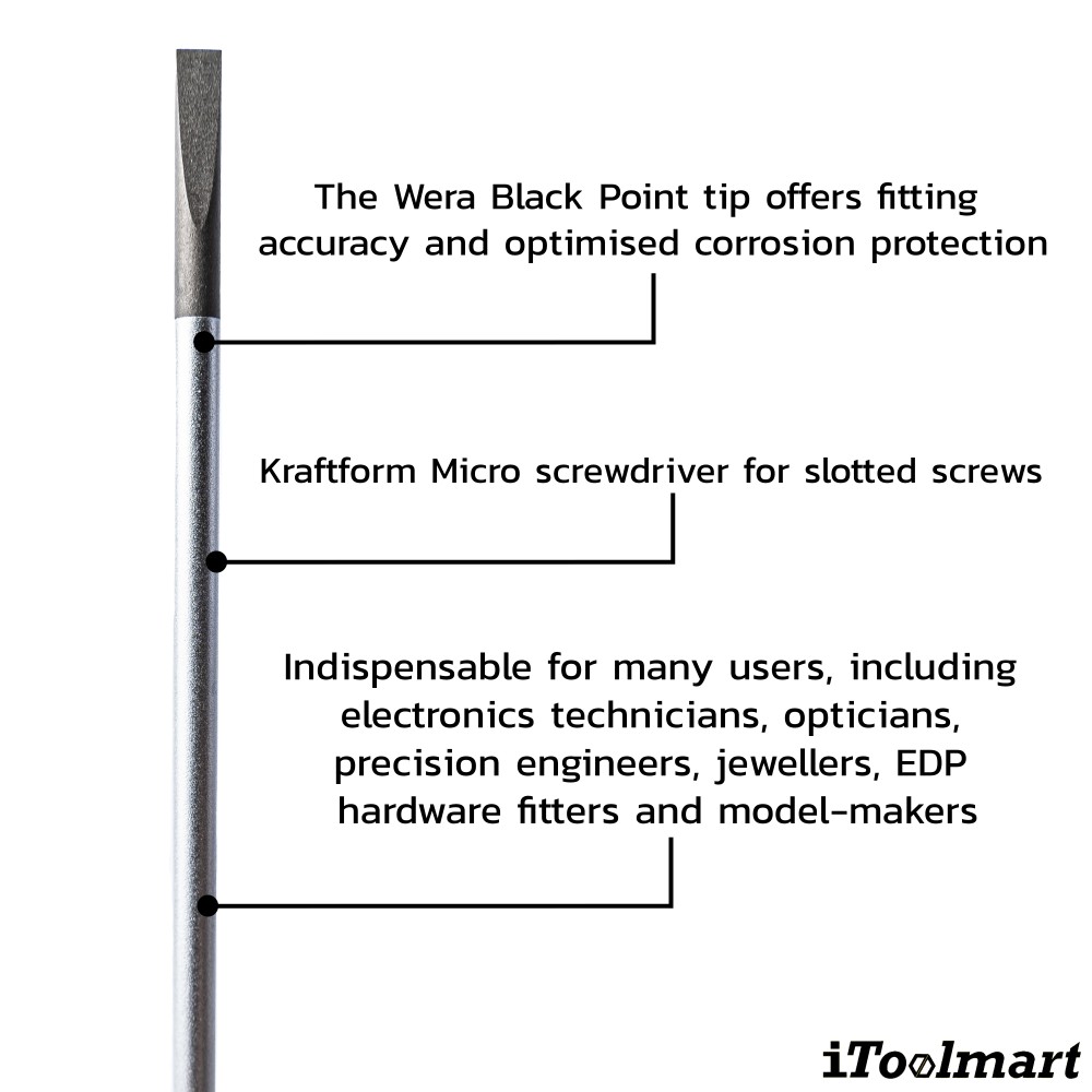 ไขควงปากแบน Wera Screwdriver 2035 05118010001 ขนาด 0 50 x 3 0 x 80  mm