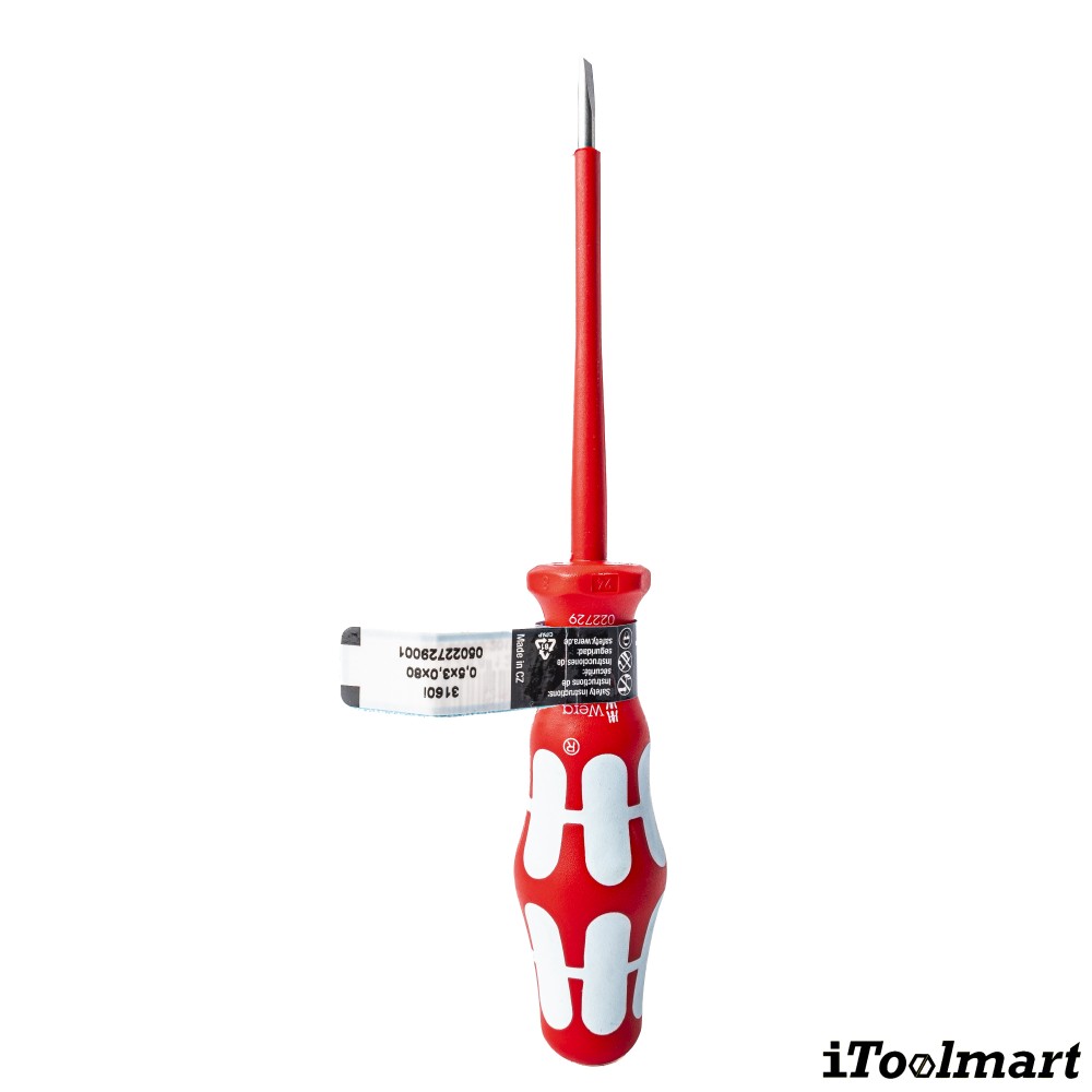 ไขควงปากแบน สแตนเลส Wera Kraftform 3160 i VDE 05022729001 ขนาด 0 5 mm    ยาว 80 mm 