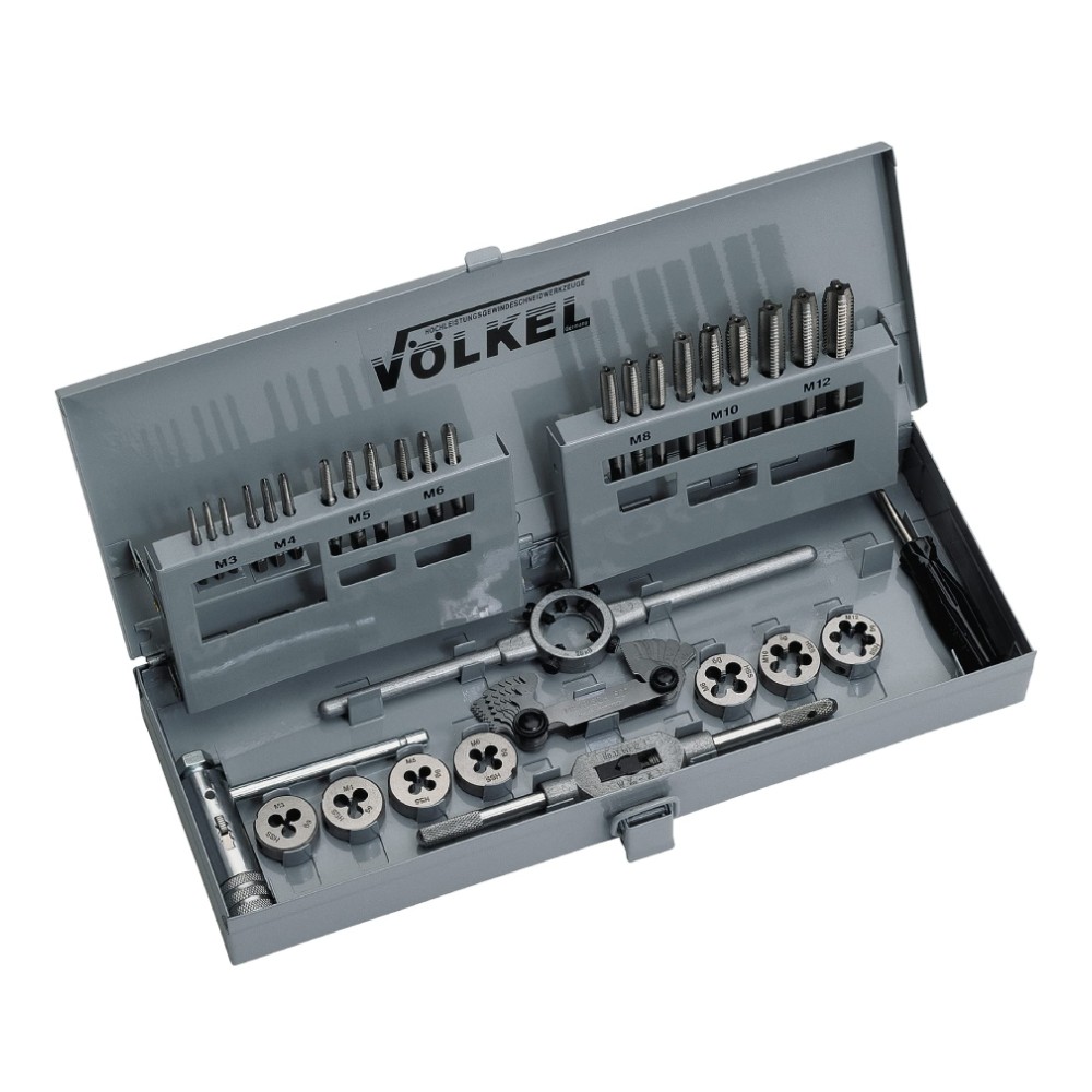 ชุดดอกต๊าปเครื่องและดอกสว่าน Volkel 49501 ขนาด M3 - M12 เกรด HSS-G (31 ชิ้น)