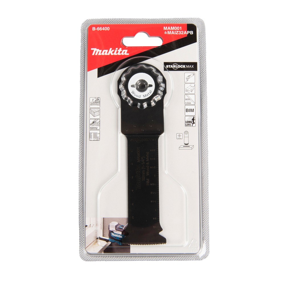 ใบเลื่อยตัดจ้วงทรงโค้ง Starlock Max Makita B 66400 ขนาด 32×80 มม  รหัส MAM001 สำหรับไม้และโลหะ