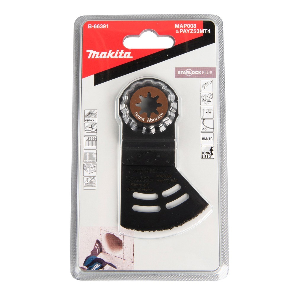 ใบเลื่อยเซกเมนต์คาร์ไบด์ Starlock Plus Makita B 66391 ขนาด 53×40 มม  รหัส MAP008