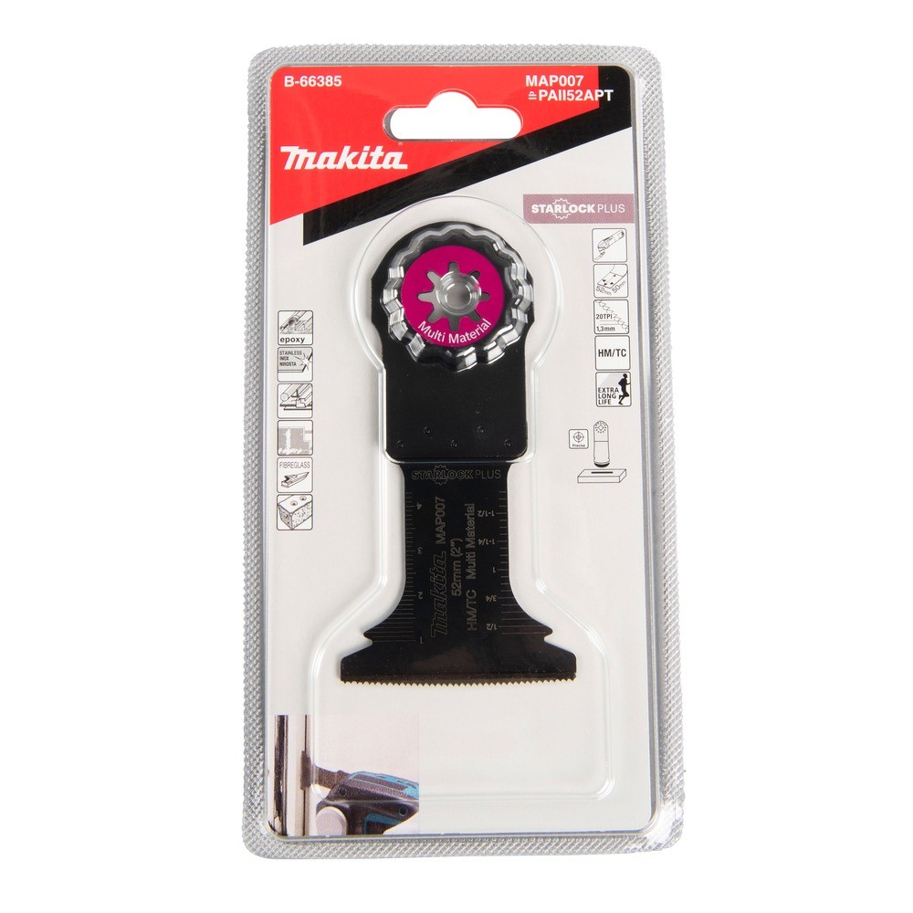 ใบเลื่อยตัดจ้วงคาร์ไบด์ Starlock Plus Makita B 66385 ขนาด 52×50 มม  รหัส MAP007