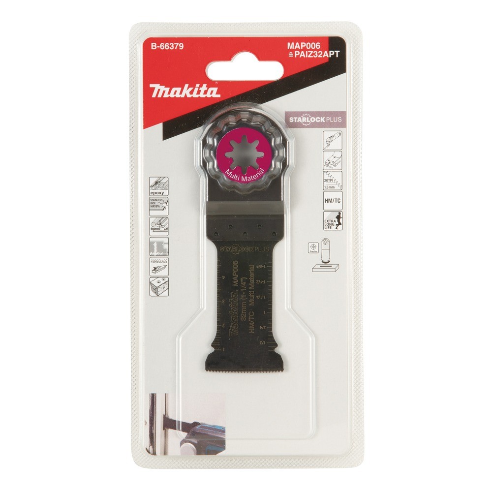 ใบเลื่อยตัดจ้วงคาร์ไบด์ Starlock Plus Makita B 66379 ขนาด 32×50 มม  รหัส MAP006