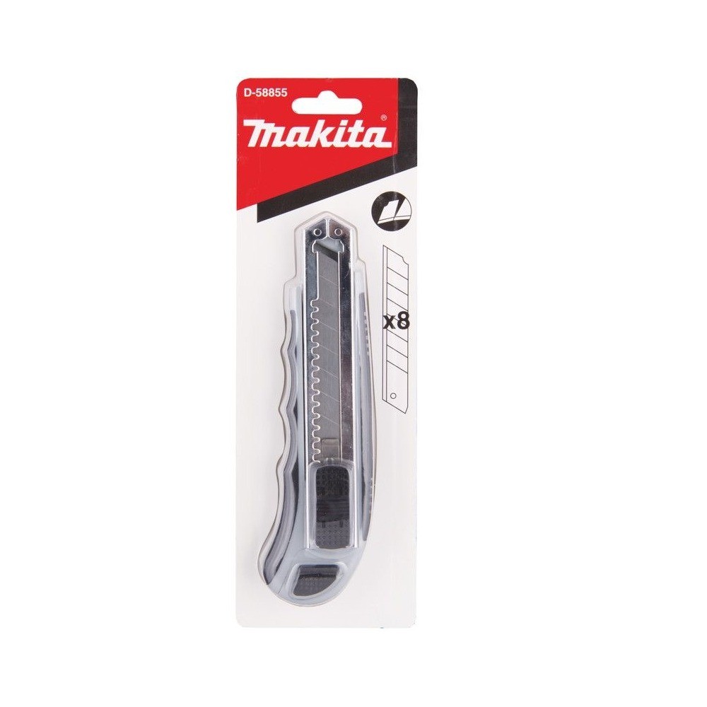 มีดคัตเตอร์ Makita D 58855 พร้อมใบมีดสำรอง 7 ชิ้น สีเทา