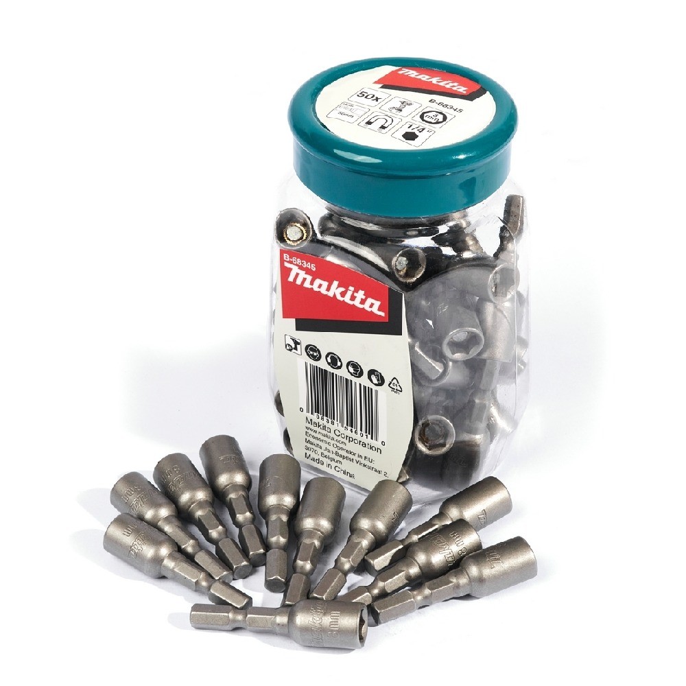 บล็อกแม่เหล็กขันน็อต Makita B 68345 E Form ขนาด 8×50 มม   50 ชิ้น กระปุก 