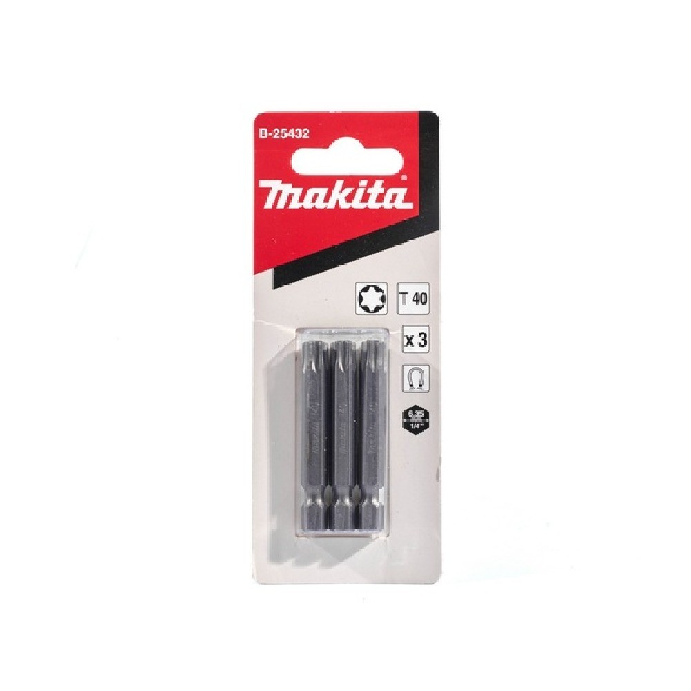 ชุดดอกไขควง Torx Makita B 25432 ขนาด T40×50 มม  E Form  3 ชิ้น ชุด 