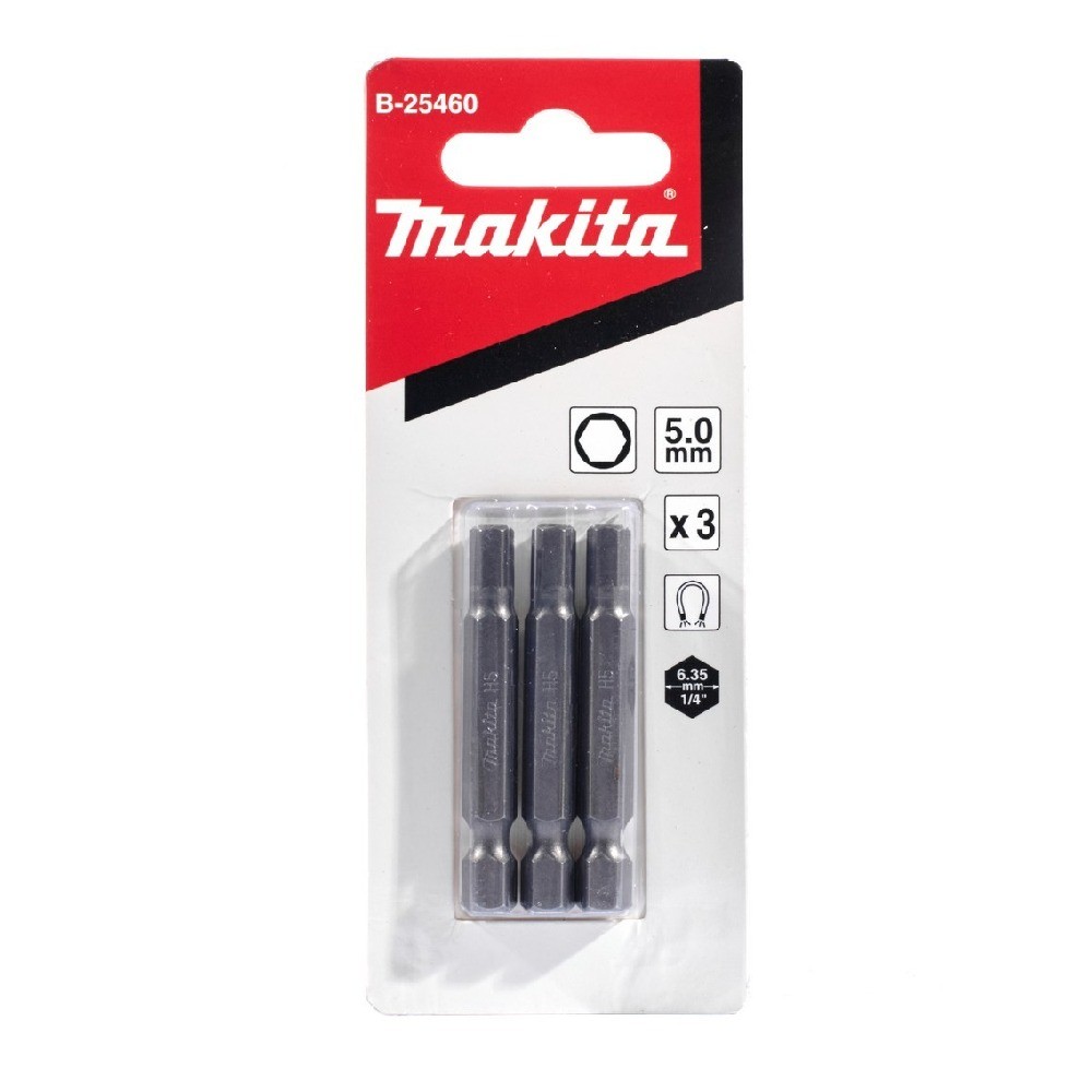 ชุดดอกไขควงหกเหลี่ยม Makita B 25460 ขนาด H5 0×50 มม  E Form  3 ชิ้น ชุด 
