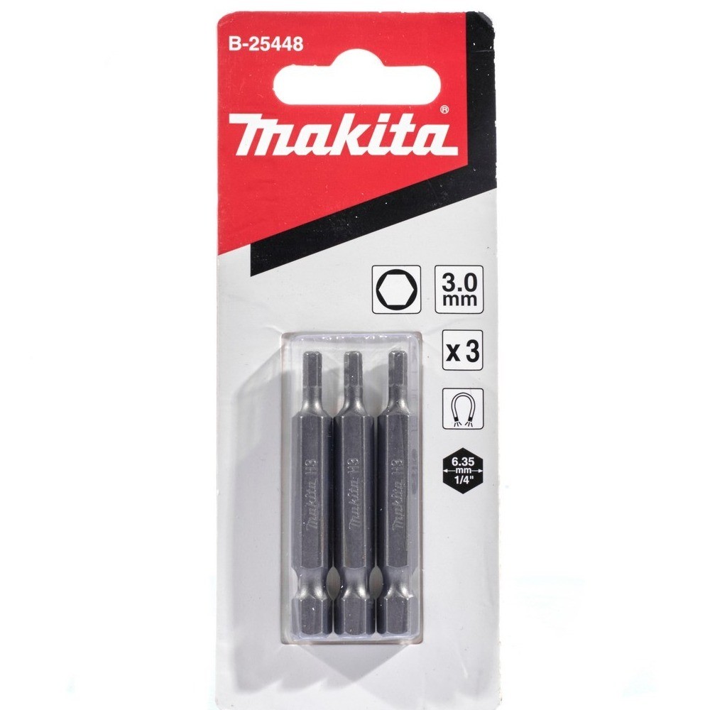 ชุดดอกไขควงหกเหลี่ยม Makita B 25448 ขนาด H3 0×50 มม  E Form  3 ชิ้น ชุด 