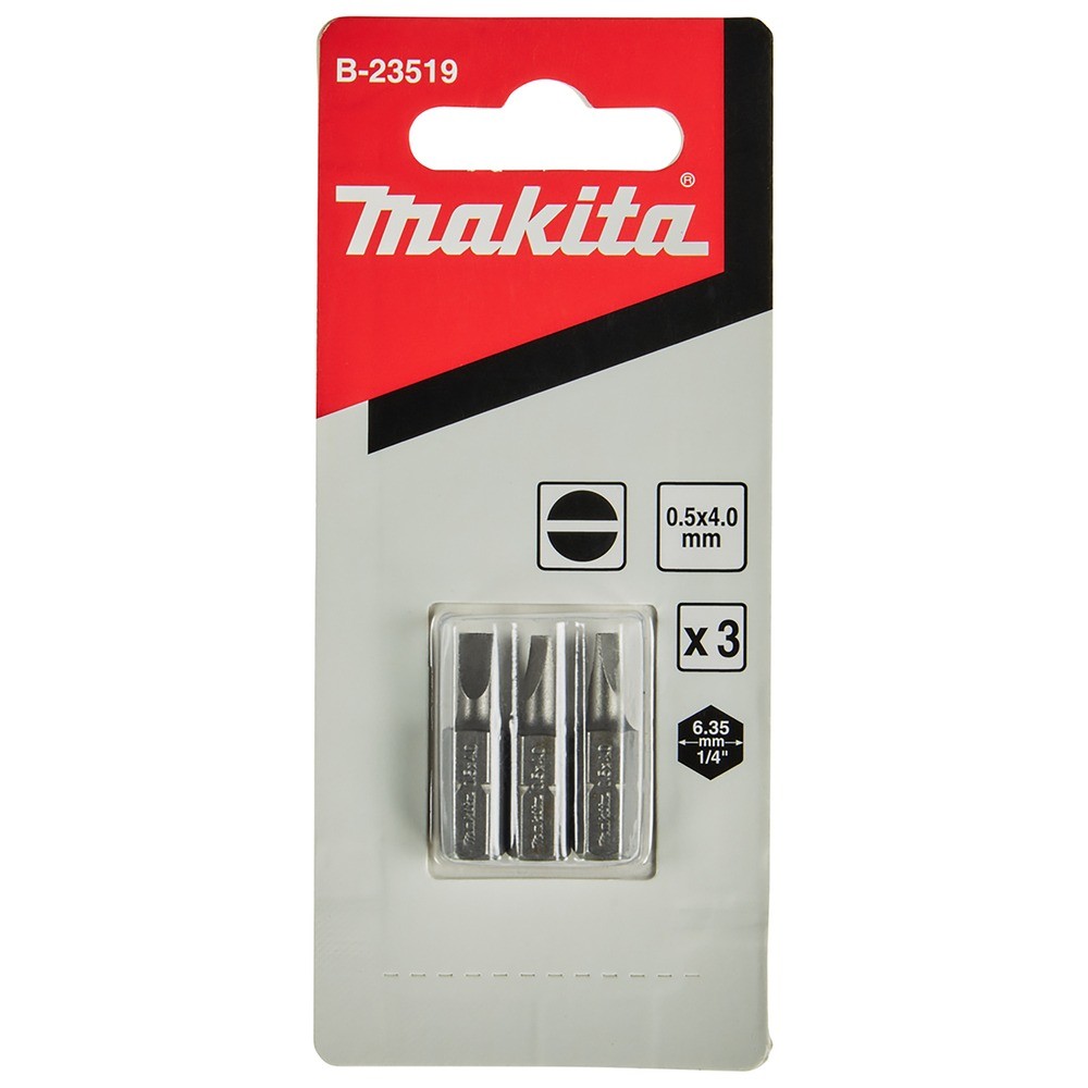ชุดดอกไขควงปากแบน Makita B 23519 ขนาด SL0 5×4 0×25 มม  C Form  3 ชิ้น ชุด 