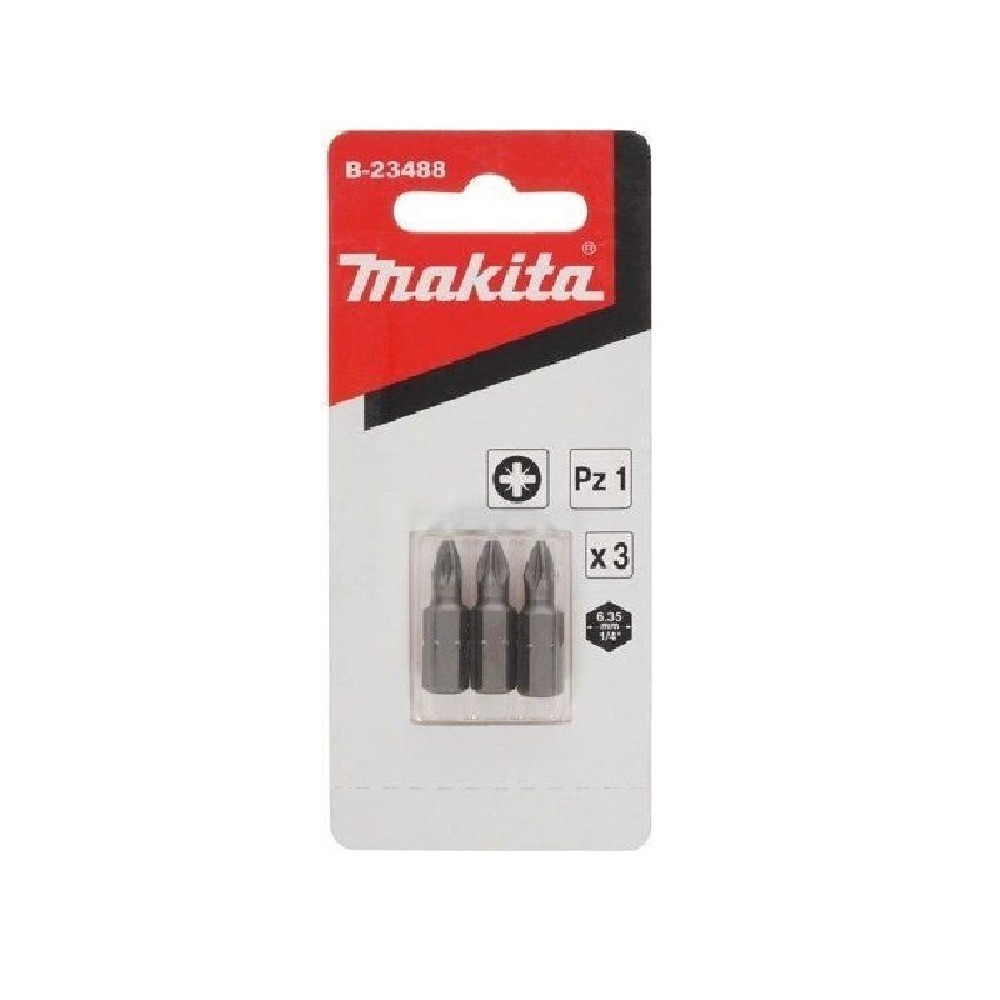 ชุดดอกไขควง Pozidriv Makita B 23488 ขนาด PZ1×25 มม  C Form  3 ชิ้น ชุด 