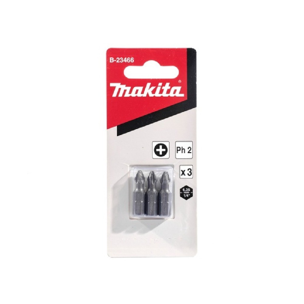 ชุดดอกไขควงแฉก Makita B 23466 ขนาด PH2×25 มม  C Form  3 ชิ้น ชุด 