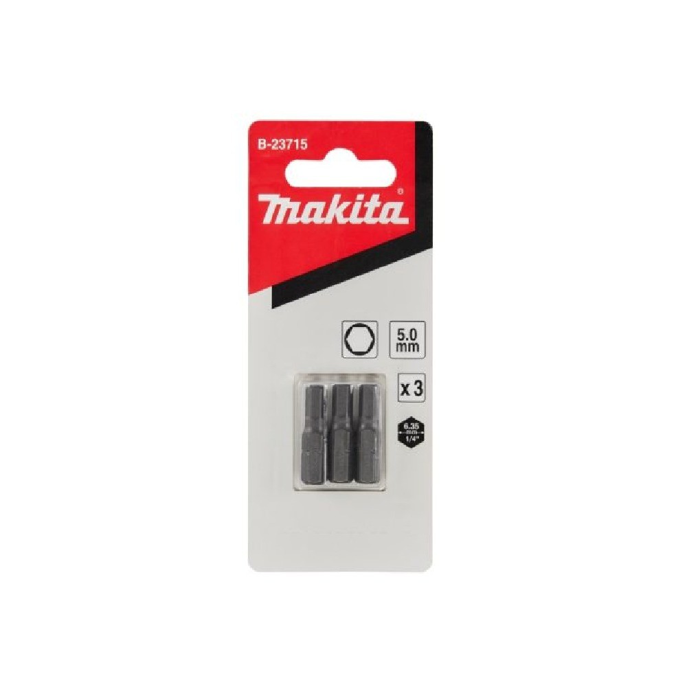 ชุดดอกไขควงหกเหลี่ยม Makita B 23715 ขนาด H5 0×25 มม  C Form  3 ชิ้น ชุด 