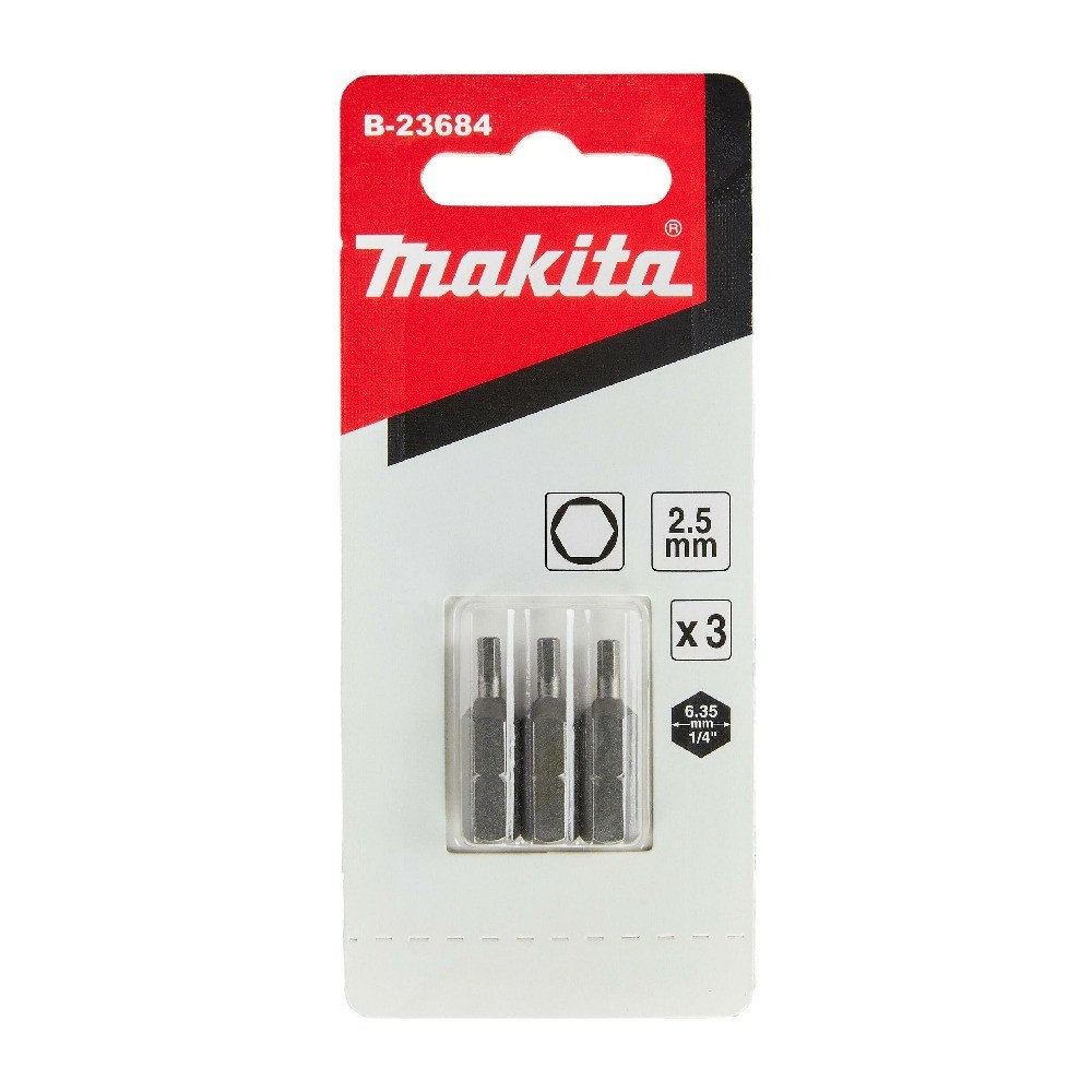 ชุดดอกไขควงหกเหลี่ยม Makita B 23684 ขนาด H2 5×25 มม  C Form  3 ชิ้น ชุด 