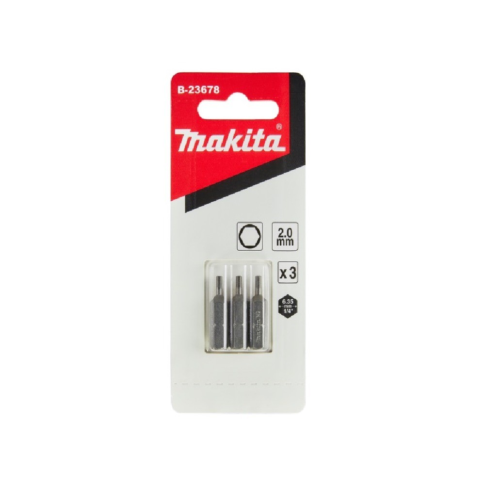 ชุดดอกไขควงหกเหลี่ยม Makita B 23678 ขนาด H2 0×25 มม  C Form  3 ชิ้น ชุด 