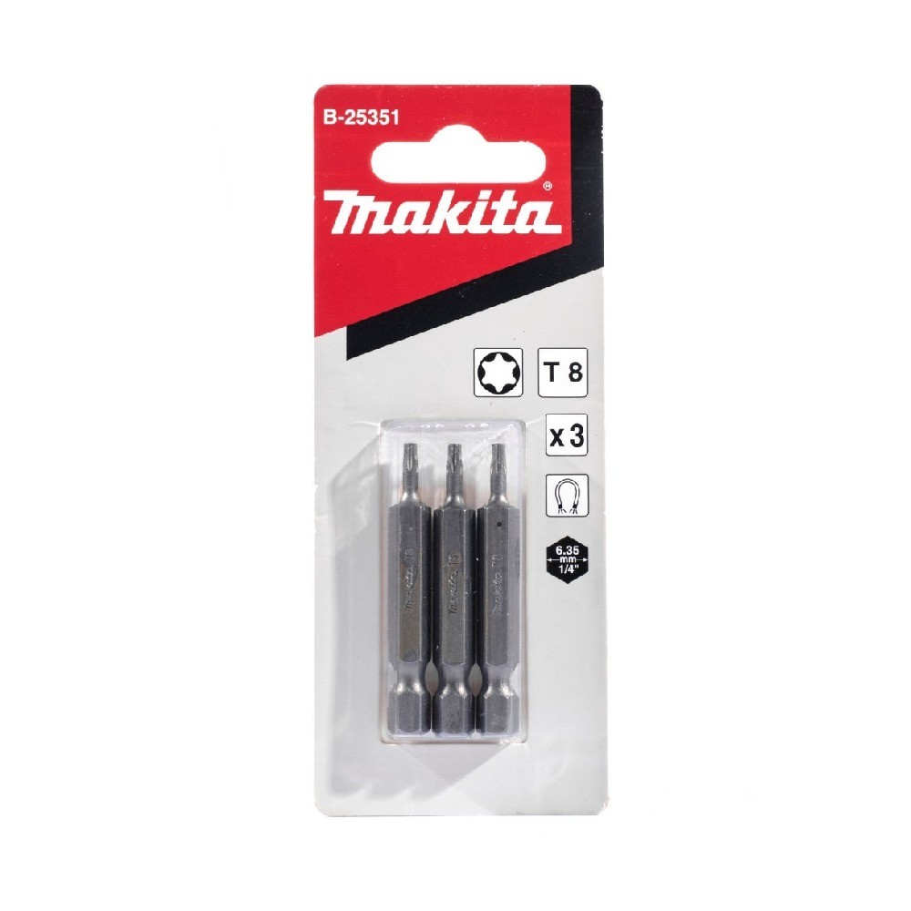 ชุดดอกไขควง Torx Makita B 25351 ขนาด T8×50 มม  E Form  3 ชิ้น ชุด 