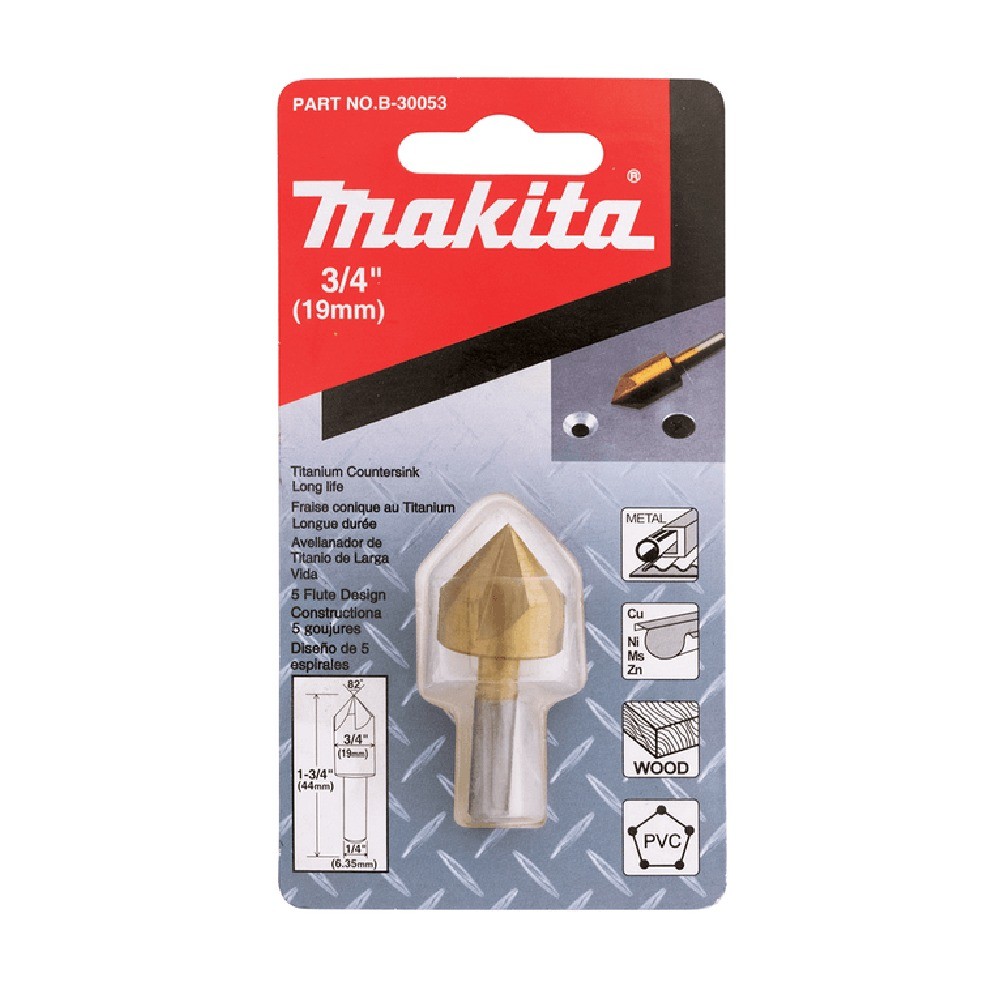 ดอกเคาน์เตอร์ซิงค์ Makita B 30053 ขนาด 3 4″×2″ 5 คม มุม 82° เคลือบไทเทเนียม
