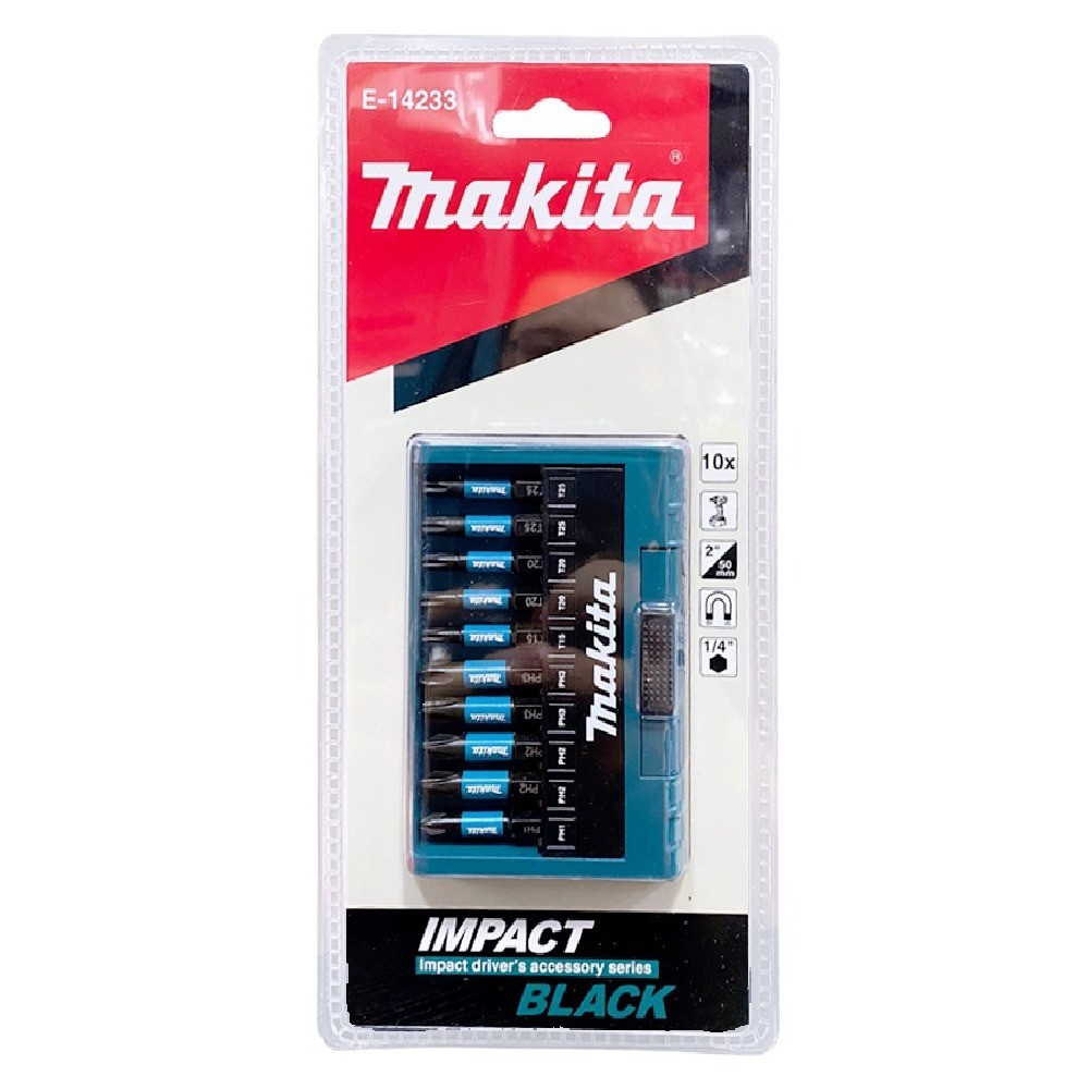 ชุดดอกไขควงกระแทก Makita E 14233 Impact Black  10 ชิ้น ชุด 