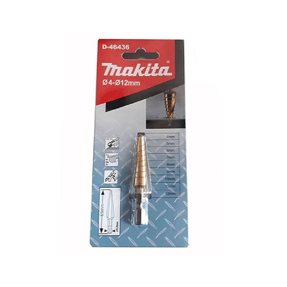 ดอกสว่านสเต็ปปลายตรง Makita D 46436 ขนาด 4–12×65 มม  สีทอง NZ