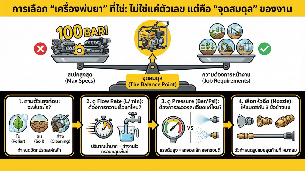 เจาะลึกสเปค เครื่องพ่นยา แรงดัน อัตราการไหล เลือกผิด งานไม่จบแน่ เจาะลึกสเปค เครื่องพ่นยา แรงดัน อัตราการไหล เลือกผิด งานไม่จบแน่