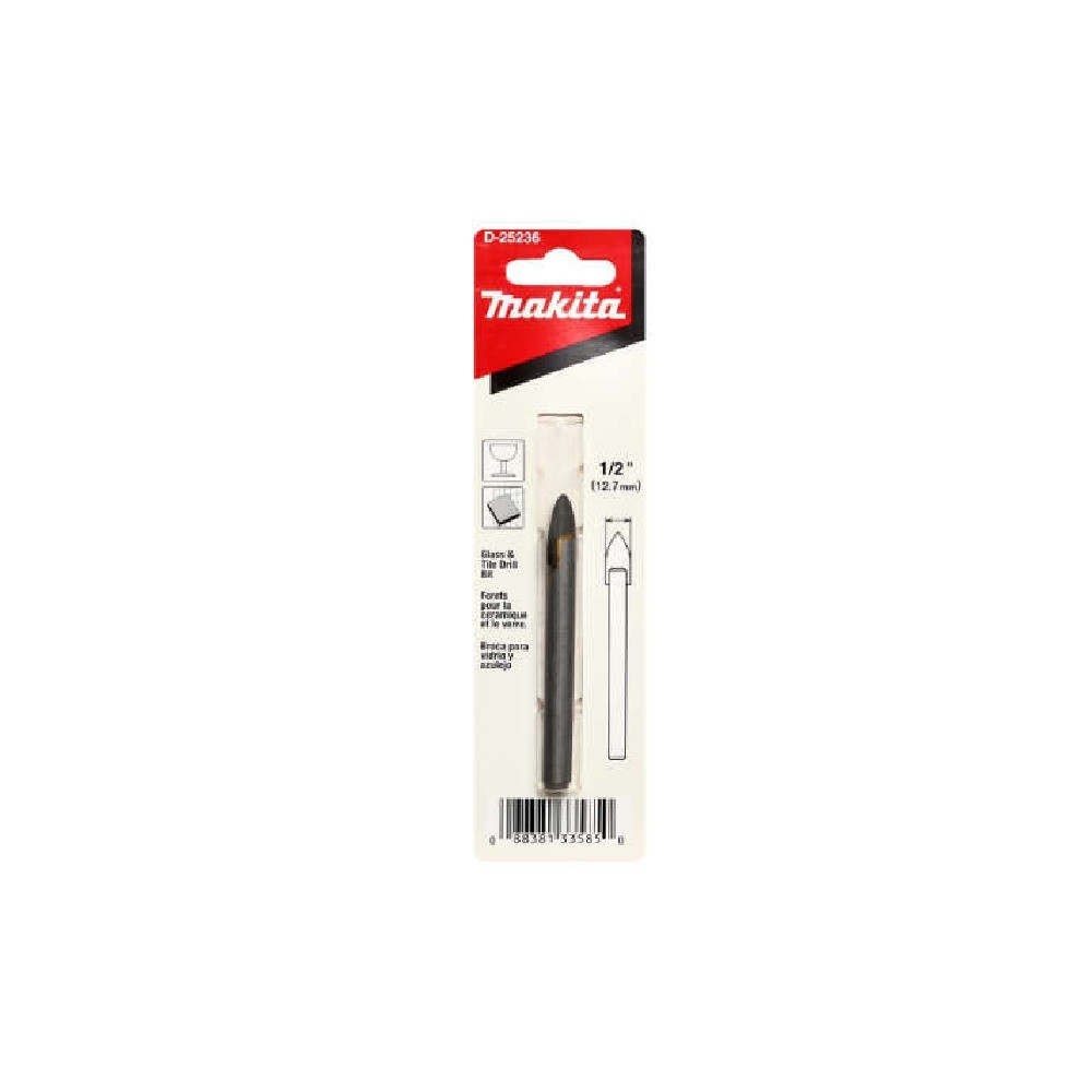 ดอกเจาะกระจกก้านกลม Makita D 25236 ขนาด 1 2 นิ้ว × 3 1 8 นิ้ว
