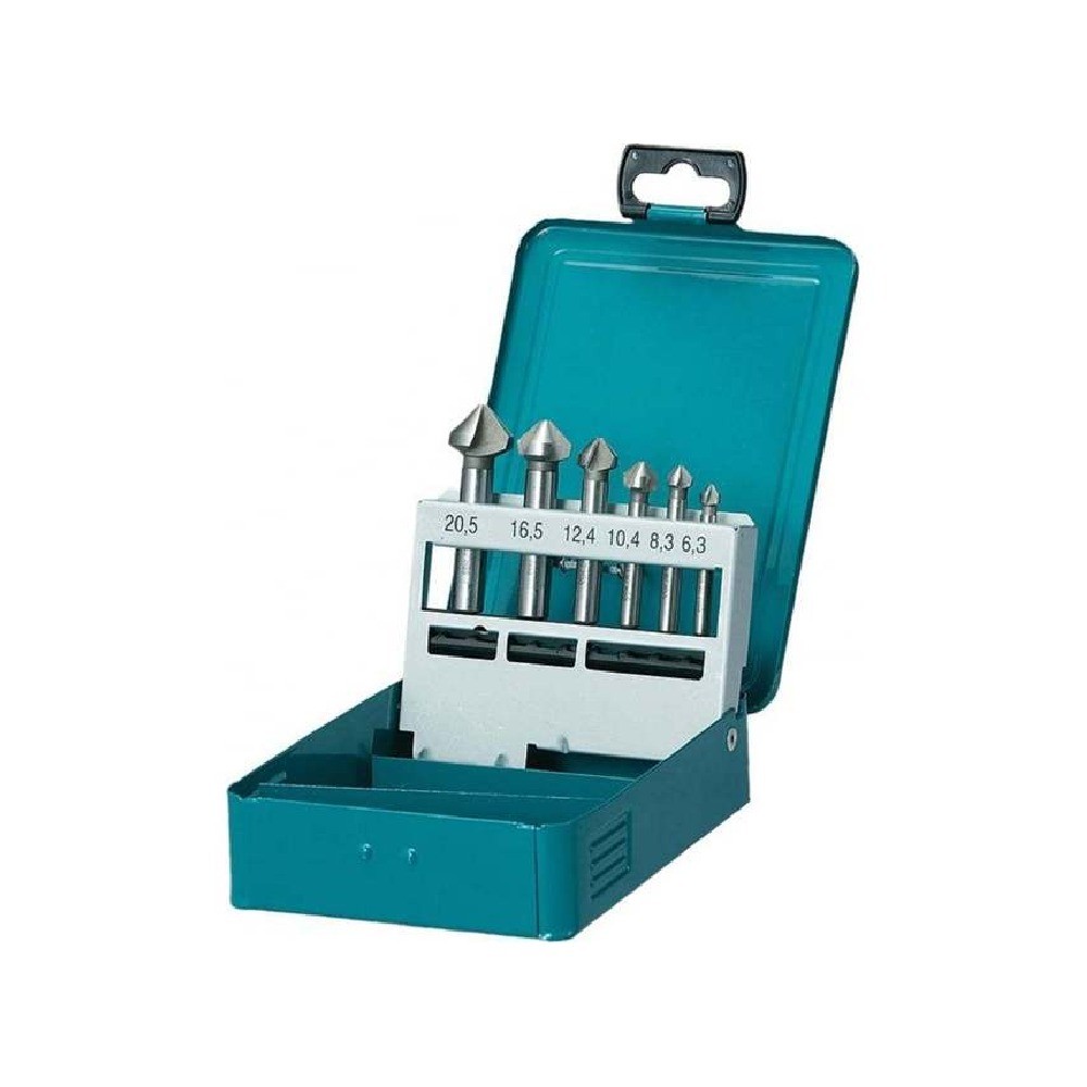 ชุดดอกเจาะรูเตเปอร์ Countersink Makita D 42204 ขนาด 6 ชิ้น ชุด  6 3 8 3 10 4 12 4 16 5 20 5  พร้อมกล่องเหล็ก