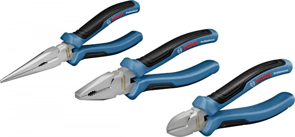 ชุดคีมปากแหลม   คีมปากตรง   คีมปากเฉียง BOSCH 1 600 A01 6BG ชุด 3 ชิ้น