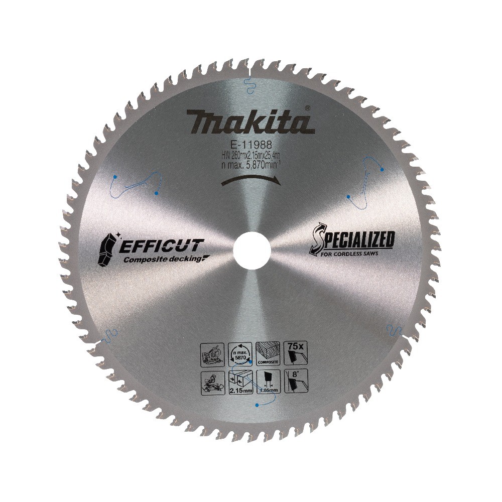 ใบเลื่อยวงเดือน TCT EFFICUT ตัดคอมโพสิต MAKITA E 11988 ขนาด 260 มม  75 ฟัน