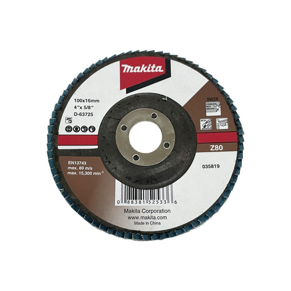 กระดาษทรายซ้อนเฉียง Z80 ใยไฟเบอร์ MAKITA D 63725 ขนาด 4 นิ้ว