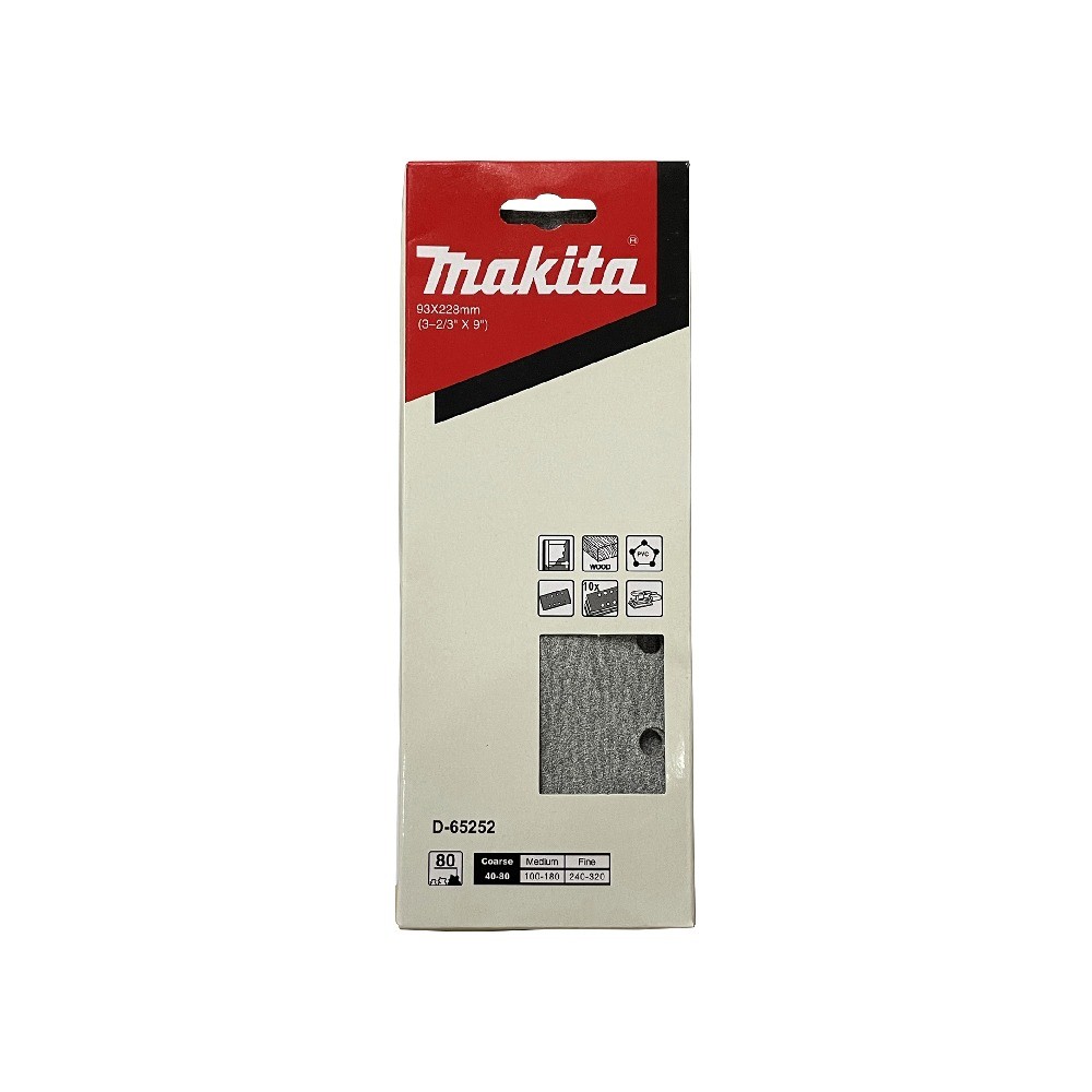 กระดาษทรายแผ่น A80 MAKITA D 65252 ขนาด 93×228 มม 