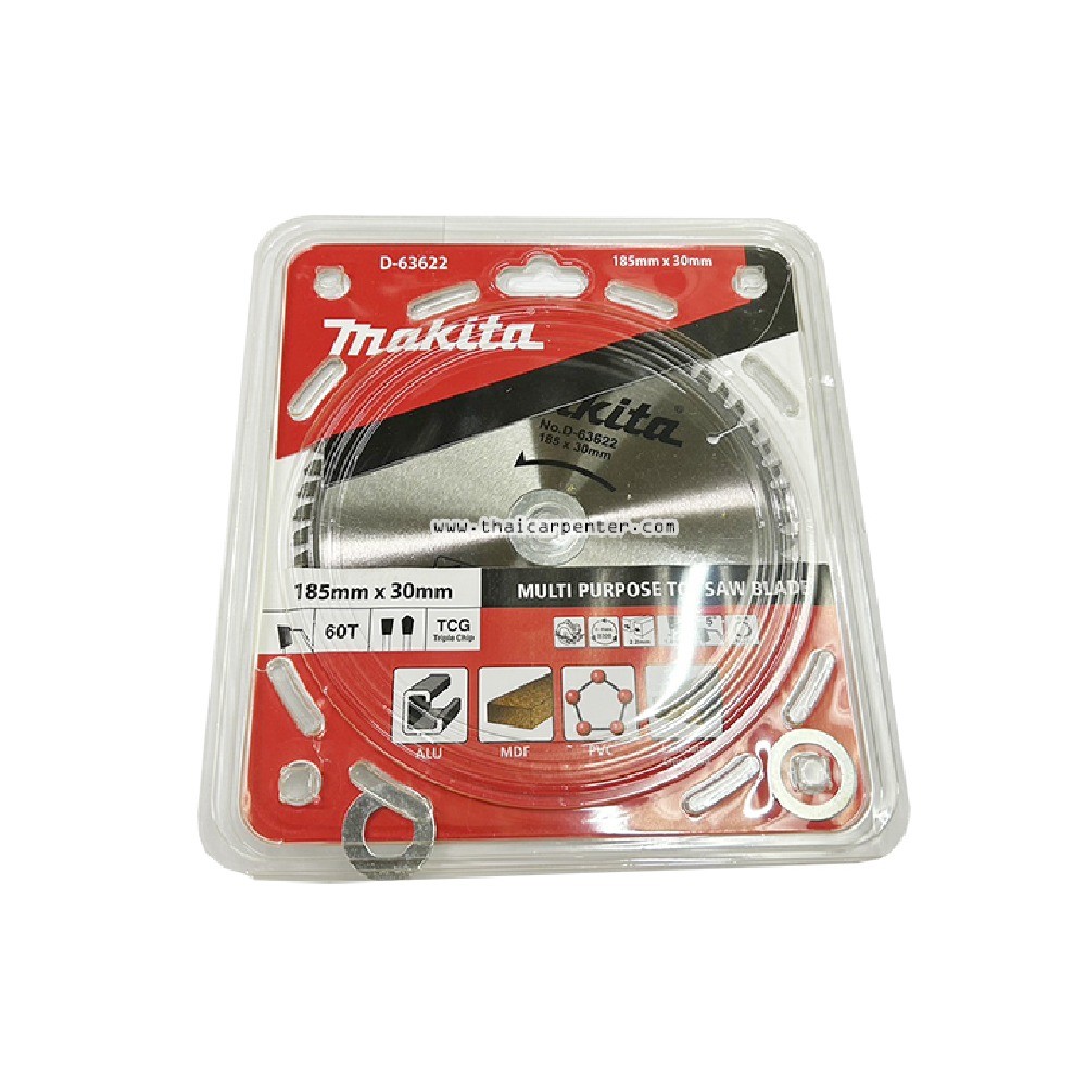 ใบเลื่อยวงเดือน TCT อเนกประสงค์ MAKITA D 63622 ขนาด 185×30 มม  60 ฟัน