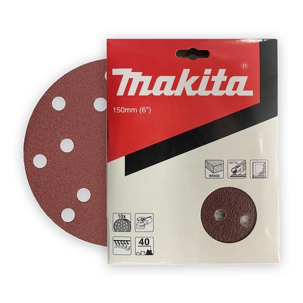 กระดาษทรายกลม A40 แบบ H L 15 รู MAKITA D 54586 ขนาด 150 มม 