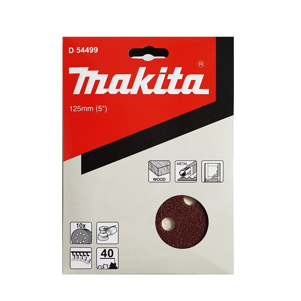 กระดาษทรายกลม WA40 แบบ H L 8 รู สำหรับขัดไม้ MAKITA D 54499 ขนาด 125 มม 
