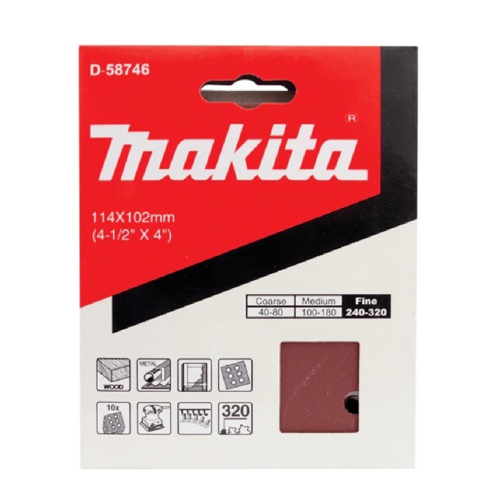 กระดาษทรายแผ่น A320 แบบ H L MAKITA D 58746 ขนาด 114×102 มม 