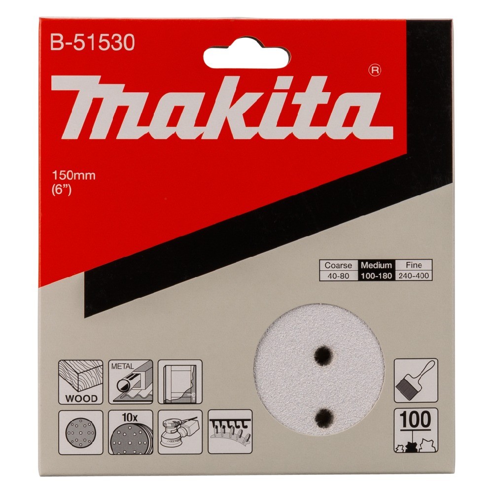 กระดาษทรายกลม A100 แบบ H L 15 รู สำหรับขัดสี MAKITA B 51530 ขนาด 150 มม 
