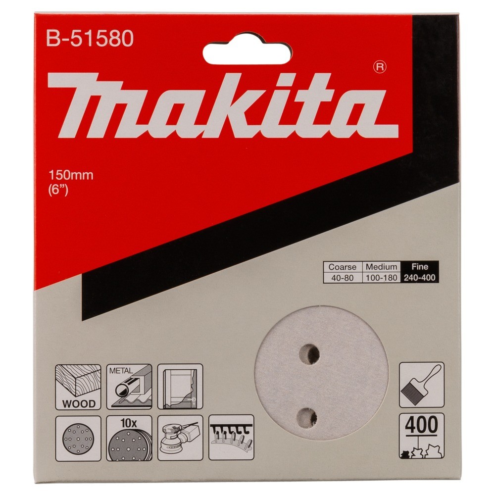 กระดาษทรายกลม A400 แบบ H L 15 รู สำหรับขัดสี MAKITA B 51580 ขนาด 150 มม 