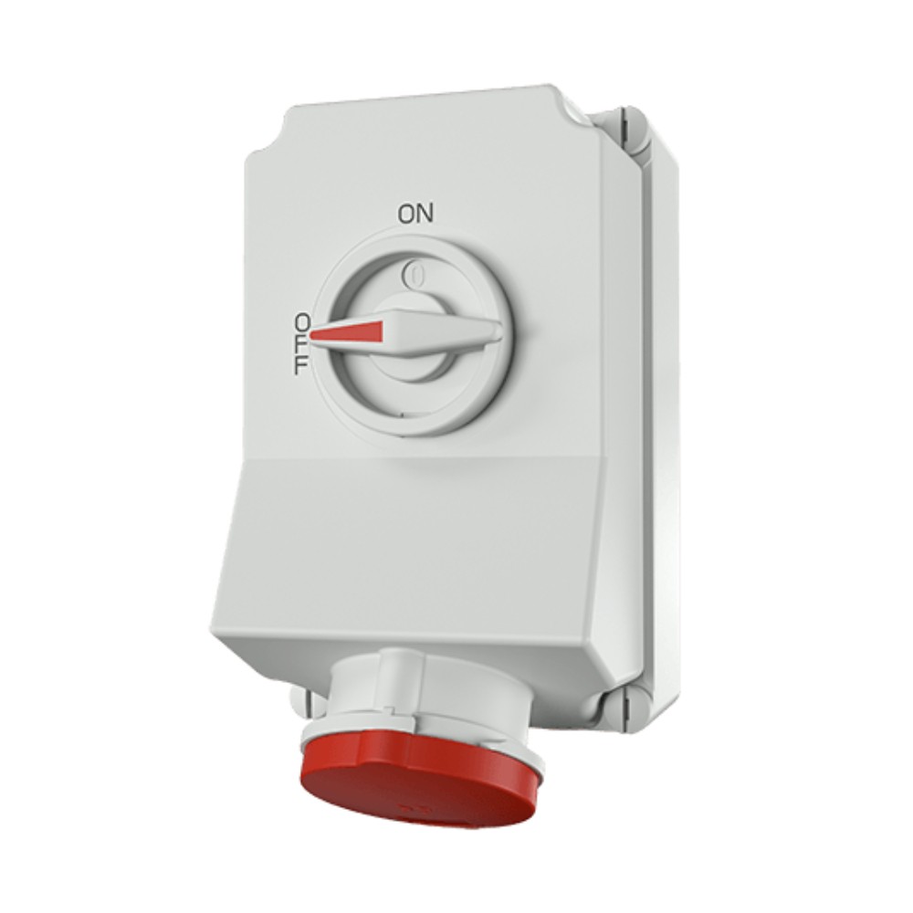 พาวเวอร์เต้ารับตัวเมียติดผนัง MENNEKES 5956A พร้อมสวิตช์และ DUO interlock กระแส 63A ประเภทขั้ว 3P  2P E  IP44 แรงดัน 400V