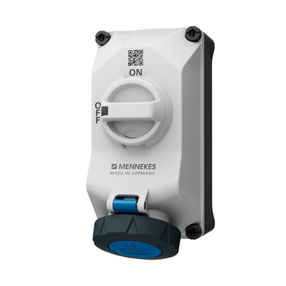 พาวเวอร์เต้ารับตัวเมียติดผนัง MENNEKES 5604306G CEE พร้อมสวิตช์และ DUO interlock กระแส 32A ประเภทขั้ว 3P  2P E  IP67 IP69 แรงดัน 230V