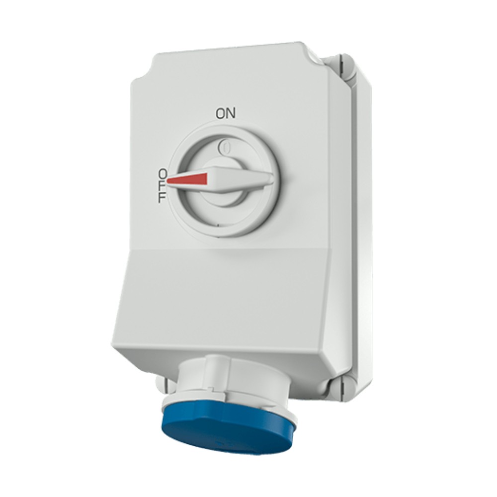 พาวเวอร์เต้ารับตัวเมียติดผนัง MENNEKES 6571 พร้อมสวิตช์และ DUO interlock กระแส 63A ประเภทขั้ว 3P  2P E  IP44 แรงดัน 230V พร้อมฝาปิด