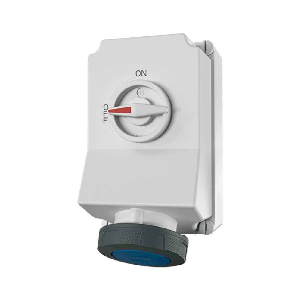 พาวเวอร์ปลั๊กตัวเมียติดผนัง MENNEKES 5911A CEE พร้อมสวิตช์และ DUO interlock  X CONTACT กระแส 63A ประเภทขั้ว 3P  2P E  IP67 แรงดัน 230V