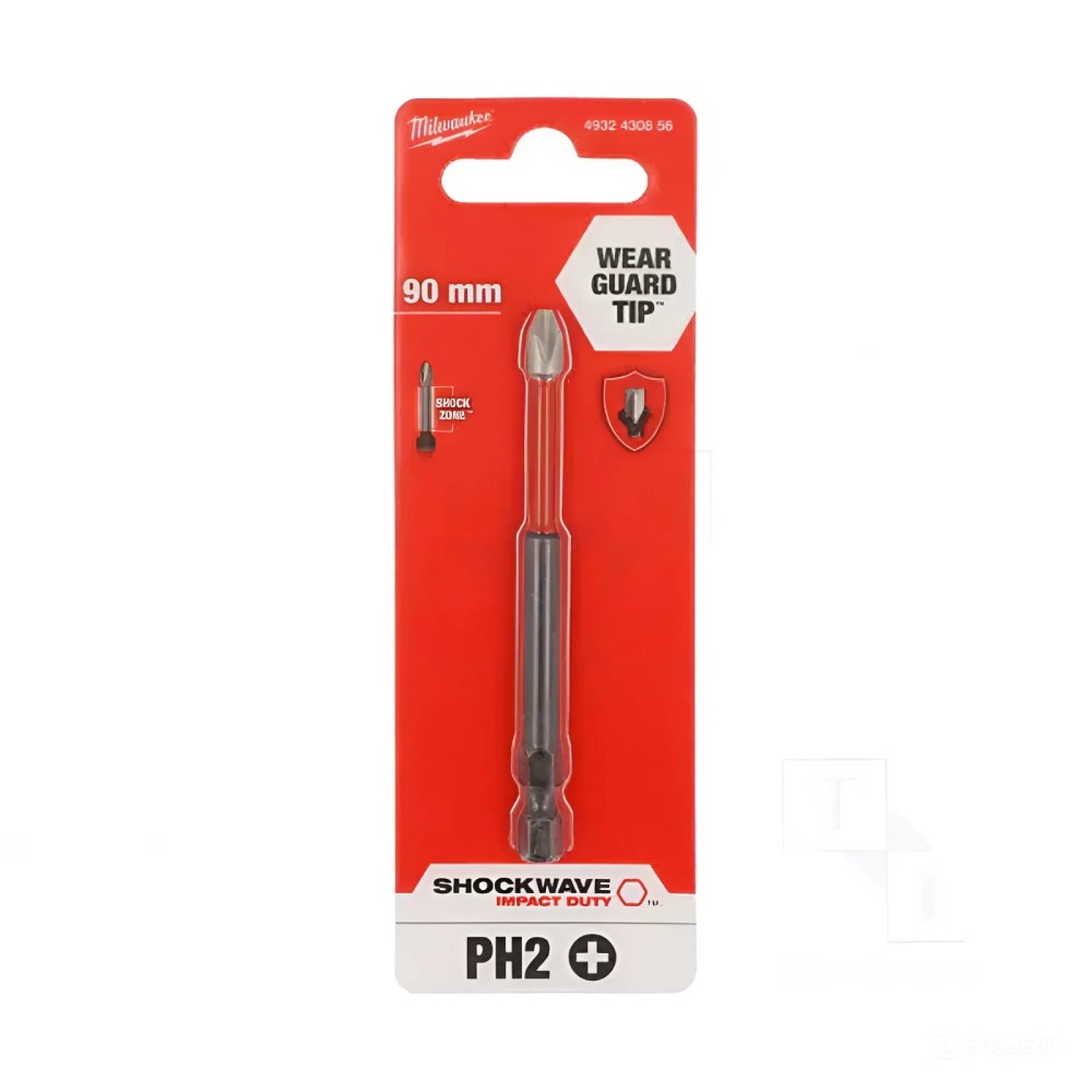 ดอกไขควงแฉก MILWAUKEE 4932430856 SHOCKWAVE™ IMPACT DUTY ขนาด PH2x90 มม 