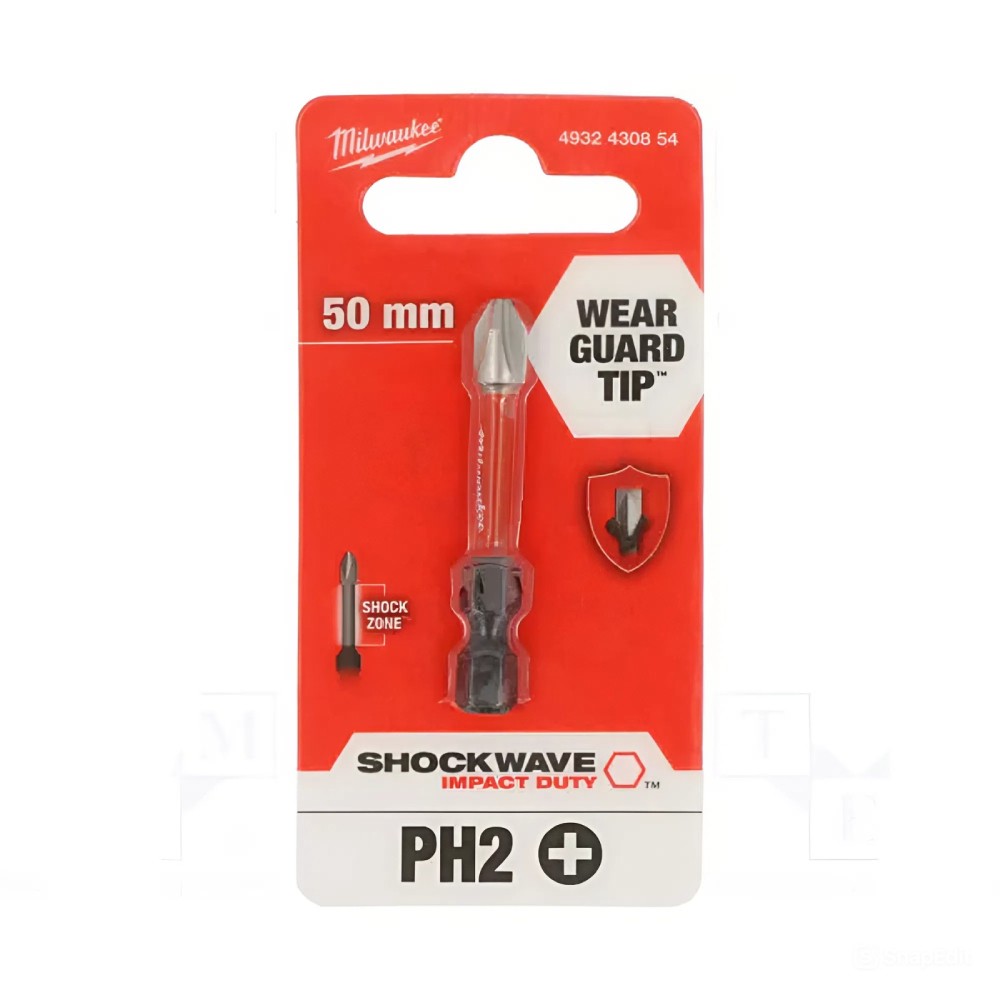 ดอกไขควงแฉก MILWAUKEE 4932430854 SHOCKWAVE™ IMPACT DUTY ขนาด PH2x50 มม 