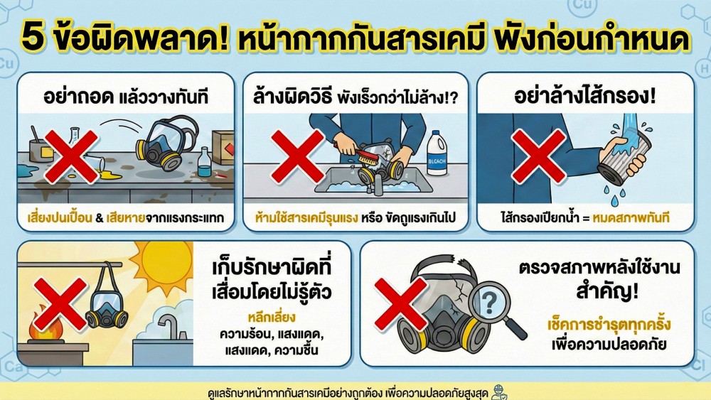 5 ข้อควรระวัง ในการดูแลรักษา หน้ากากกันสารเคมี หลังการใช้งาน