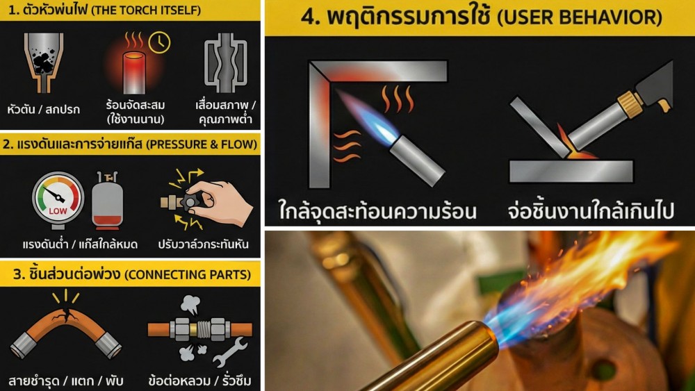 จุดเสี่ยง ที่ทำให้ หัวพ่นไฟ ไฟลุกย้อน มีตรงไหนบ้าง