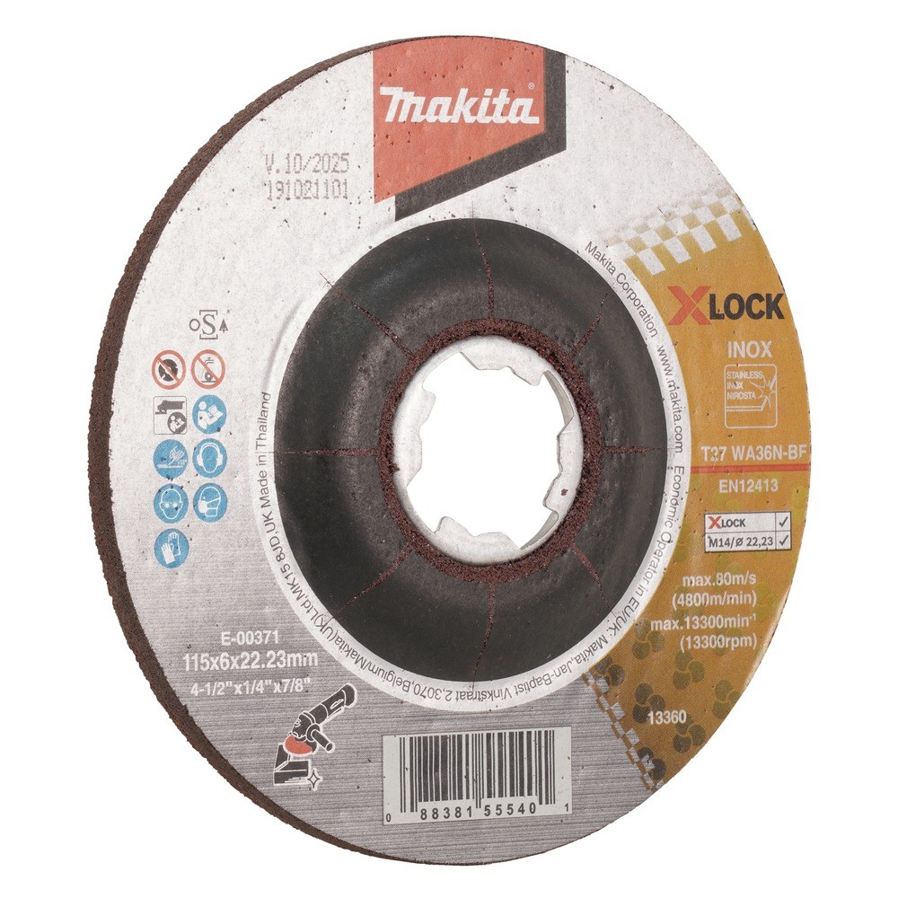หินเจียร WA36N X LOCK MAKITA E 00371 ขนาด 115×6×22 23 มม 