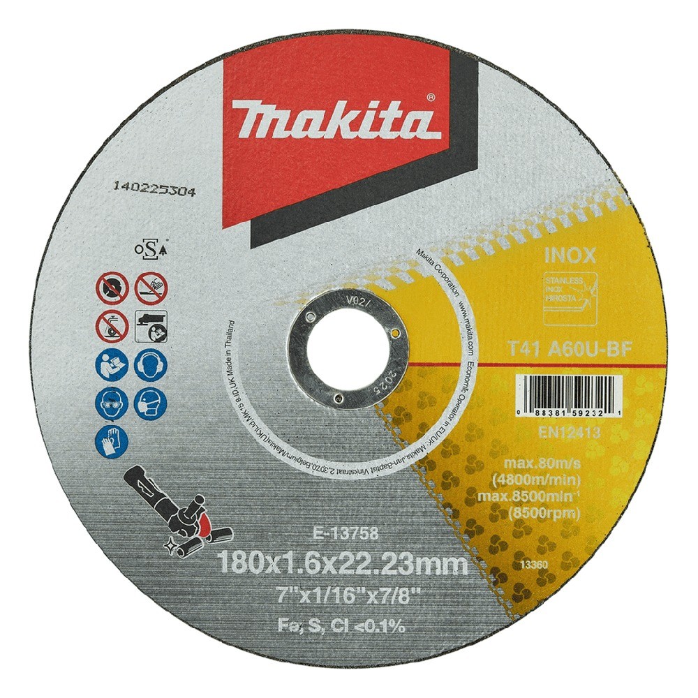 ใบตัดบางพิเศษ MAKITA E 13758 ขนาด 7 นิ้ว 180×1 6×22 23 มม  A60U