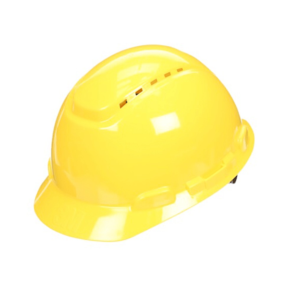 หมวกนิรภัย 3M H 702SFV UV แบบปรับหมุน สีเหลืองมีรูระบาย 70071736204