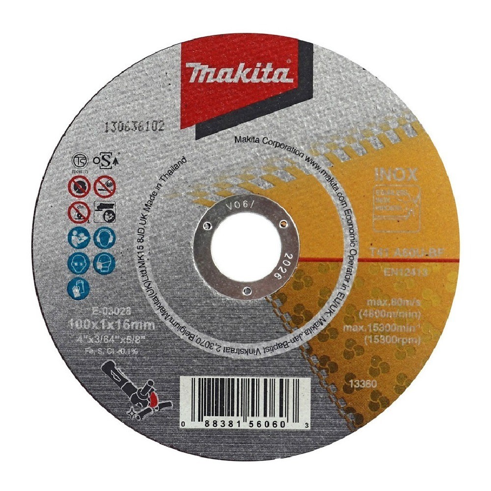 ใบตัดสแตนเลสบางพิเศษ MAKITA E 03028 10 A60U ขนาด 4 นิ้ว 100×1 0 มม  