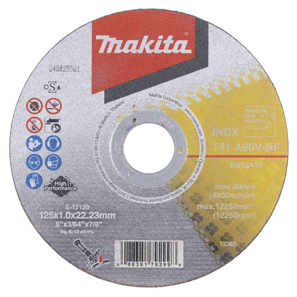 ใบตัดสแตนเลสบางพิเศษ MAKITA E 17120 A60V ขนาด 5 นิ้ว 125×1×22 23 มม  