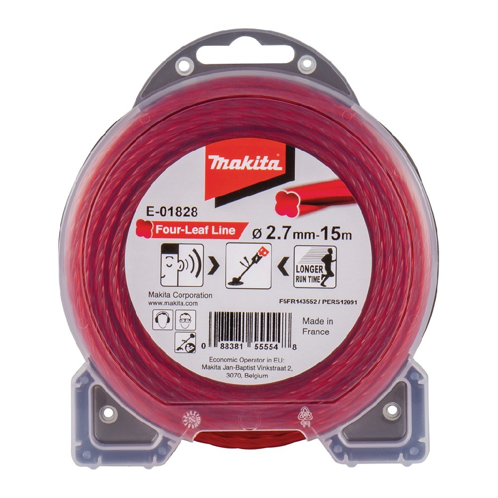 เอ็นไนล่อนตัดหญ้า 4 กลีบ MAKITA E 01828 ขนาด 2 7 มม  × 15 ม  สีแดง